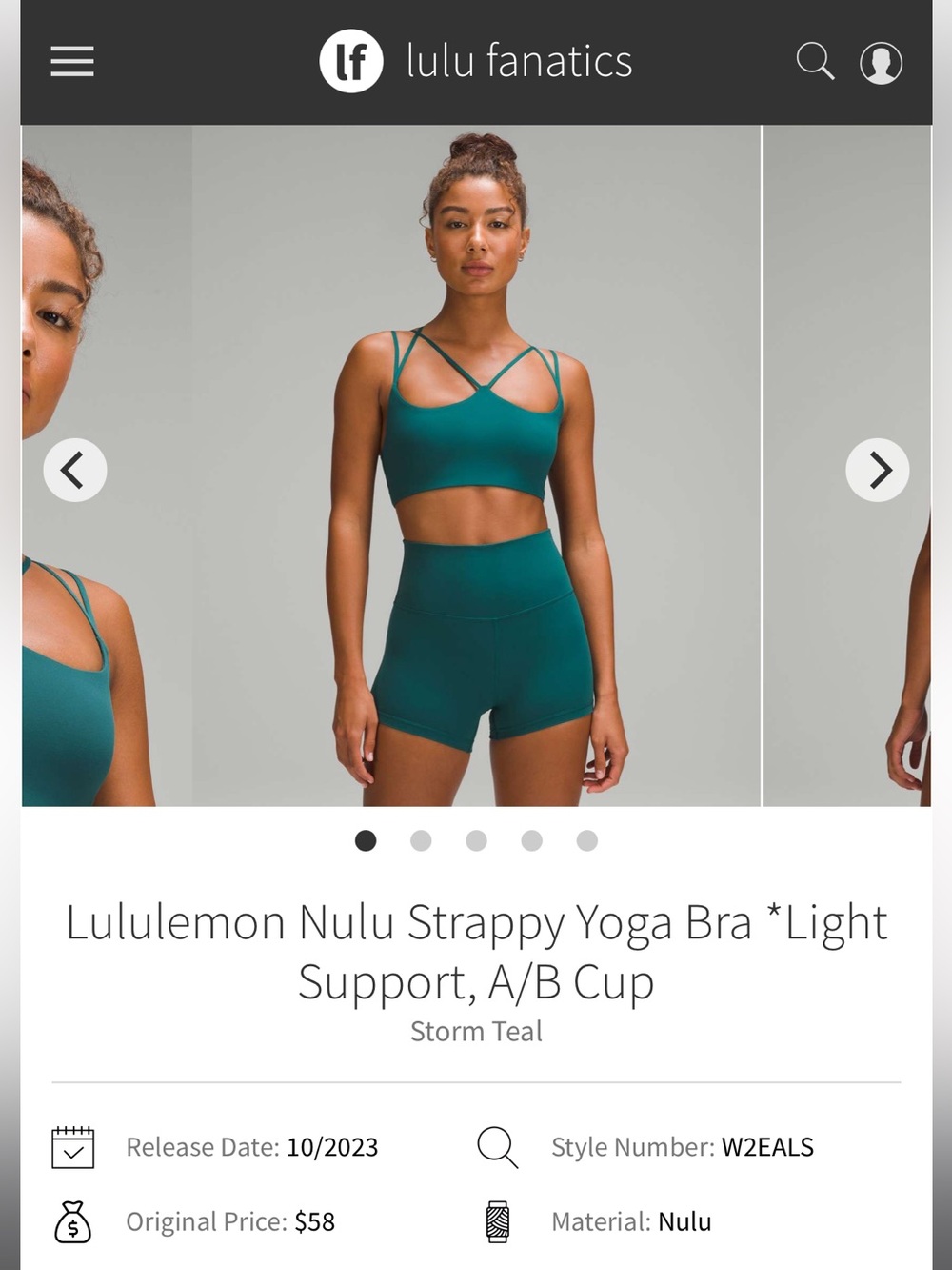 lululemon athletica size 6 Strappy Nulu Yoga Bra in Storm Teal